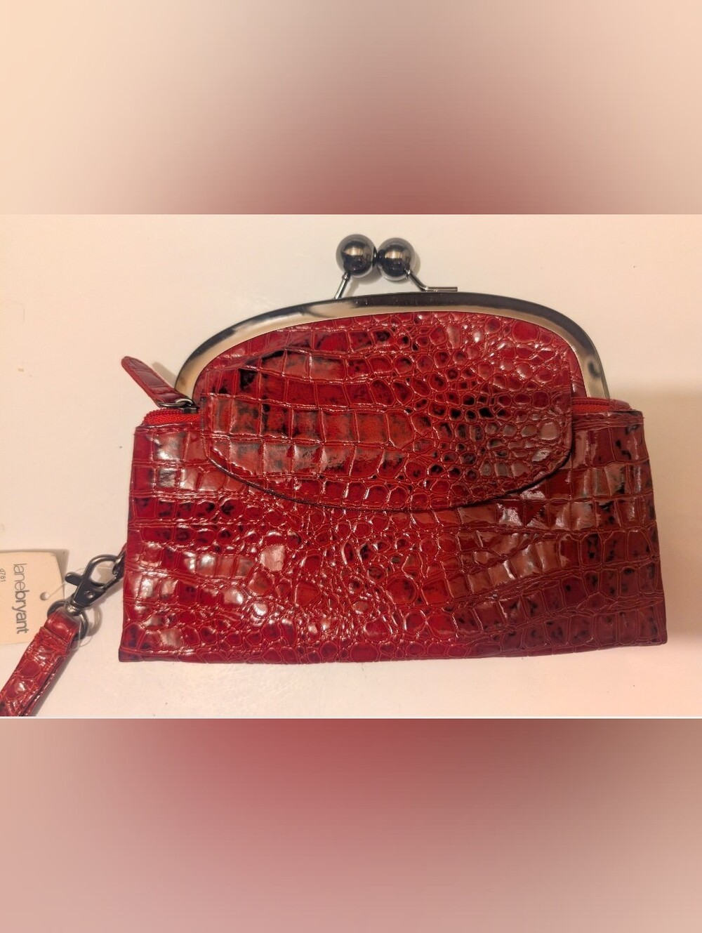 Lane Bryant NWT Red faux snakeskin clutch wristlet Coin Purse Look